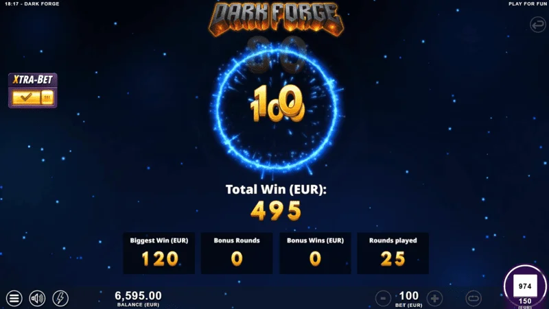 Dark Forge - mode bonus Super Free Spins avec une palette sombre